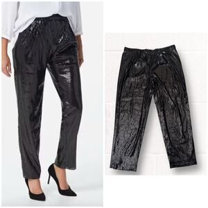 Rubin Singer Studio black all over sequin pull up pants, size XL